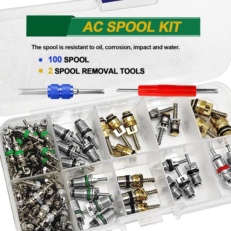 NOTISH Car A/C Repair Kit  270PCS O-Ring Set + 102PCS Car Air Conditioner Valve Core Kit with Double Head Install Tool  A/C R12 R134a Refrigeration Tire Valve Stem Cores  O-Ring Seals Kit - Image 4